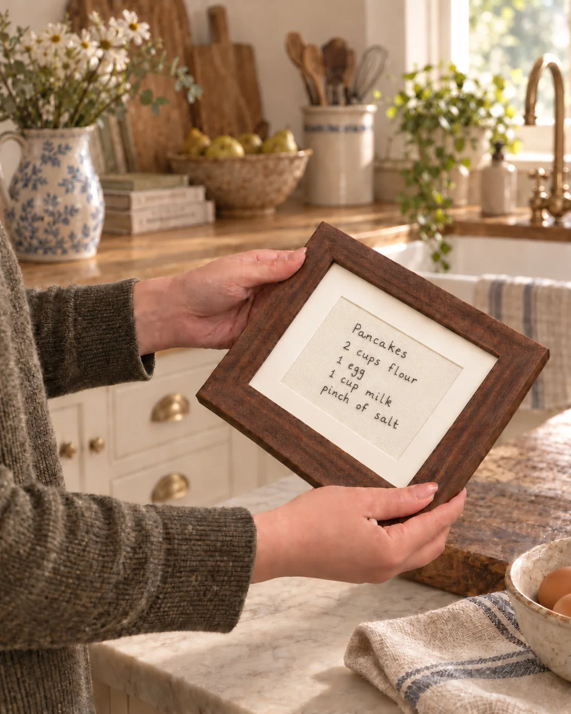 A finished embroidered family recipe